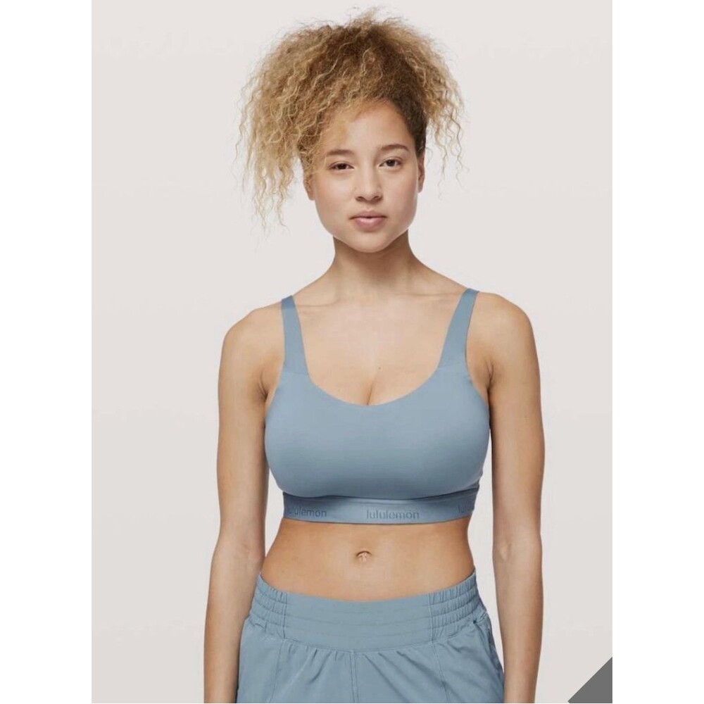 Lululemon Womens Size 36B Fine Form Bra Utility Blue Padded Sports Racerback